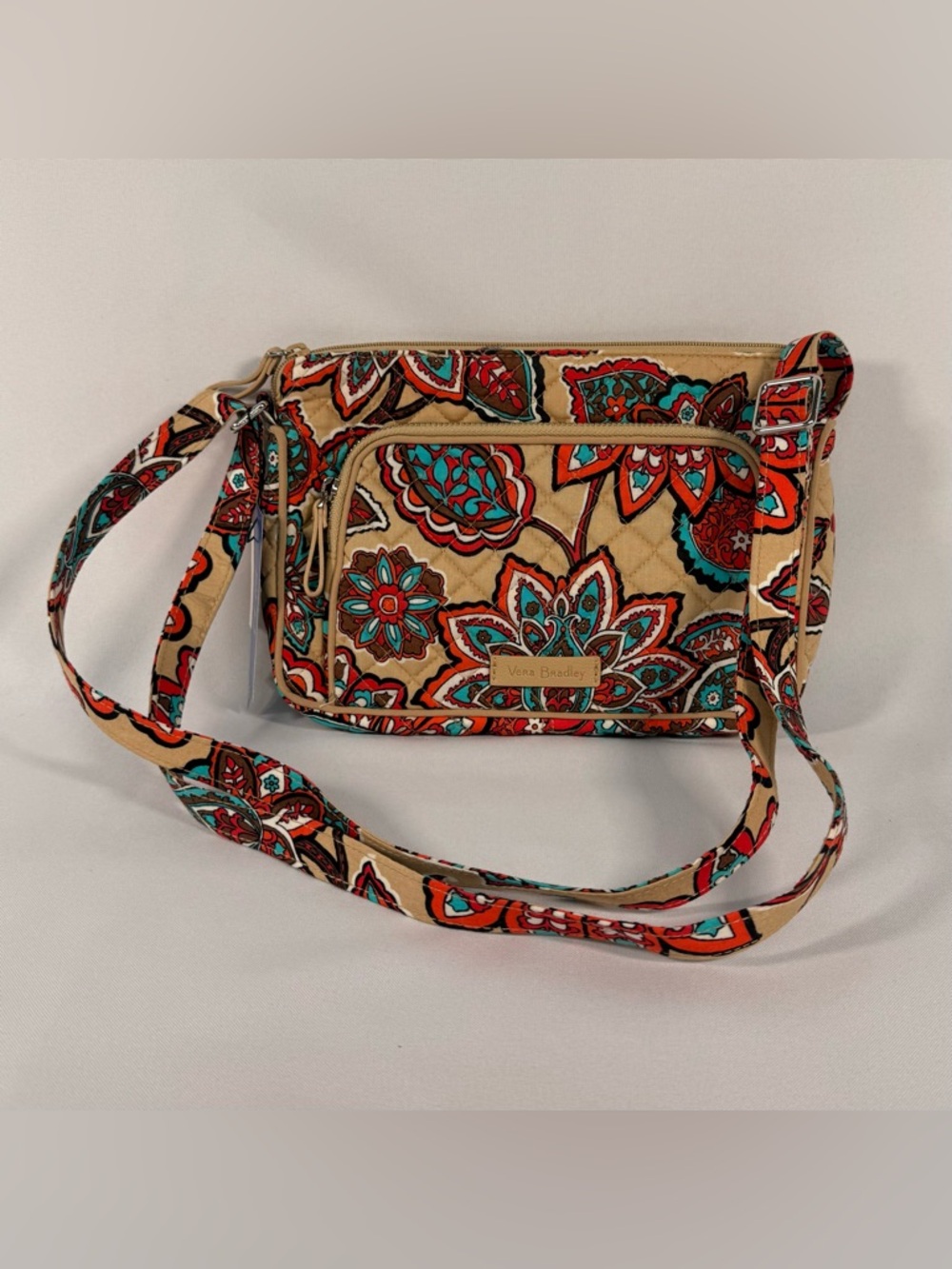 Vera Bradley Mesa Desert Floral Quilted Crossbody Purse, Red/Tan/Turquoise